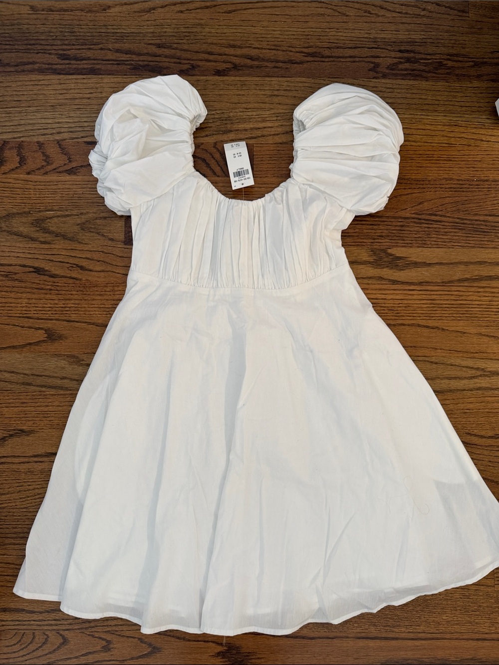 Abercrombie & Fitch White Puff-Sleeve Mini Dress